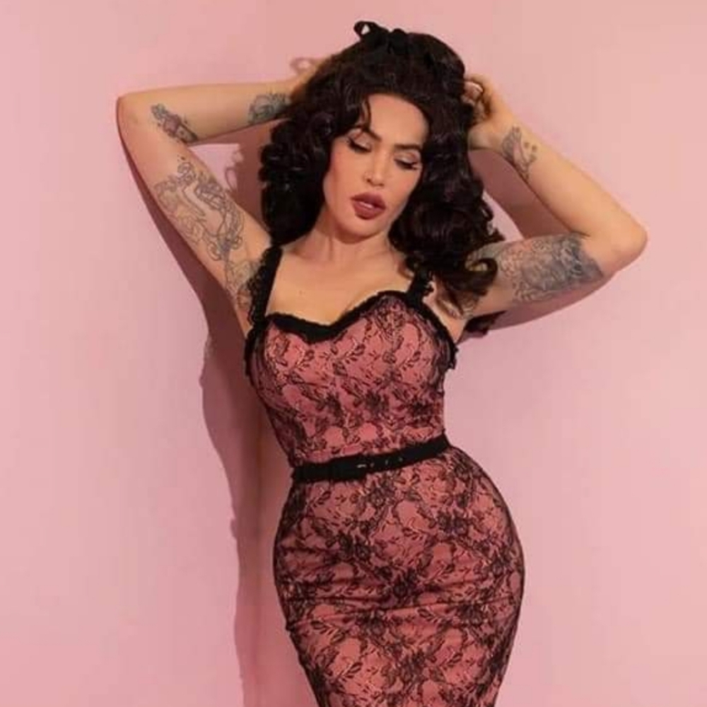 Vixen by Micheline Pitt Peach and Lace Bustier (L)